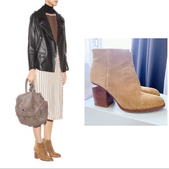 Alexander Wang Gabi Suede Booties in Almond - Picture 1 of 12